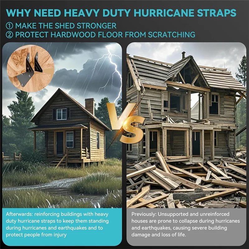 

ABZV-10 PCS 13 Gauge Heavy Duty Black Hurricane Ties For Rafters Roofing Hurricane Straps Truss Hangers,Rafter Brackets