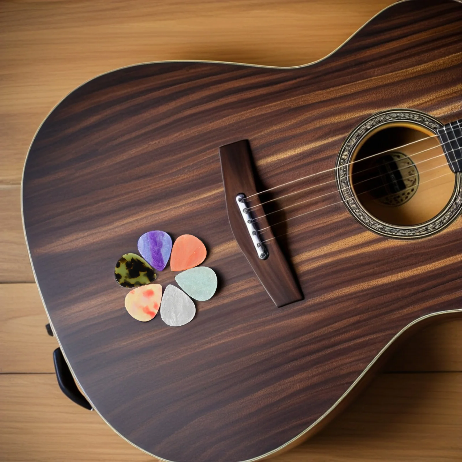 

6pcs Resin Vibrant Acoustic Bass Electric For Long Practice Smooth Playability Universal Compatibility
