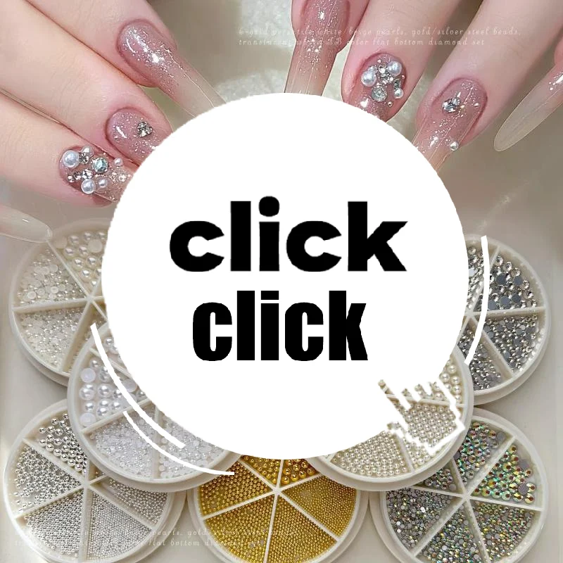 6 شبكات مزيج لؤلؤ صغير صغير الفولاذ المقاوم للصدأ الكافيار الخرز مسمار الفن الراين مسمار الفن زينة الفضة الذهب سحر هلام البولندية