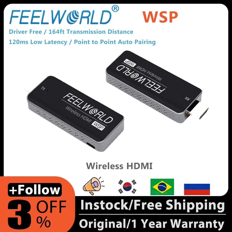 FEELWORLD WSP HDMI-compatible Wireless Extender Kit 164FT Stable Transmission HD1080P