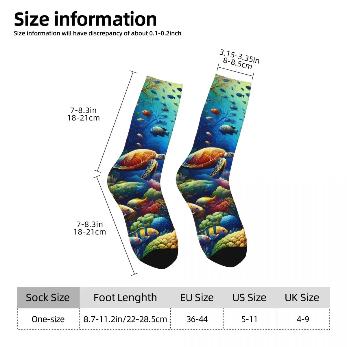 Sea Turtle Jellyfish Sock Printed Man Polyester