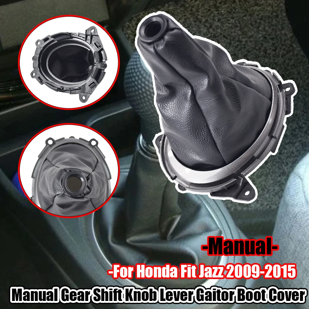 

Shift Gear Stick Manual Shift Boot Black Leather Boot With Frame For Honda Fit Jazz 2009 2010 2012 2013 2014 2015 Car Styling