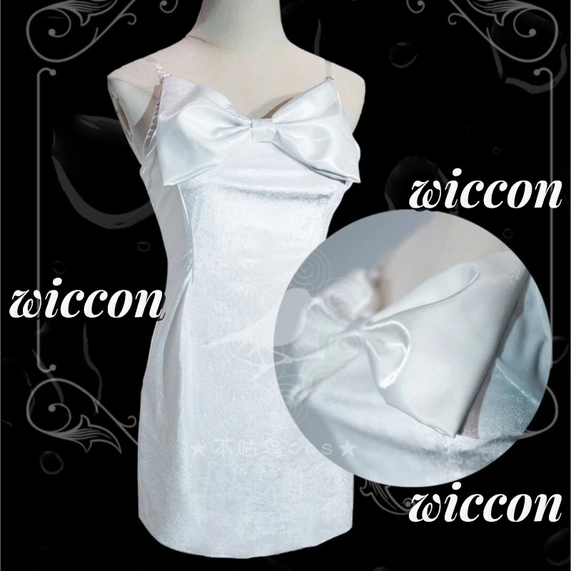 Sua Cosplay Costume Wig Anime Alien Stage Cosplay Costume Microphone White Dress Earrings Short Black Wig Sua Cosplay Clothing