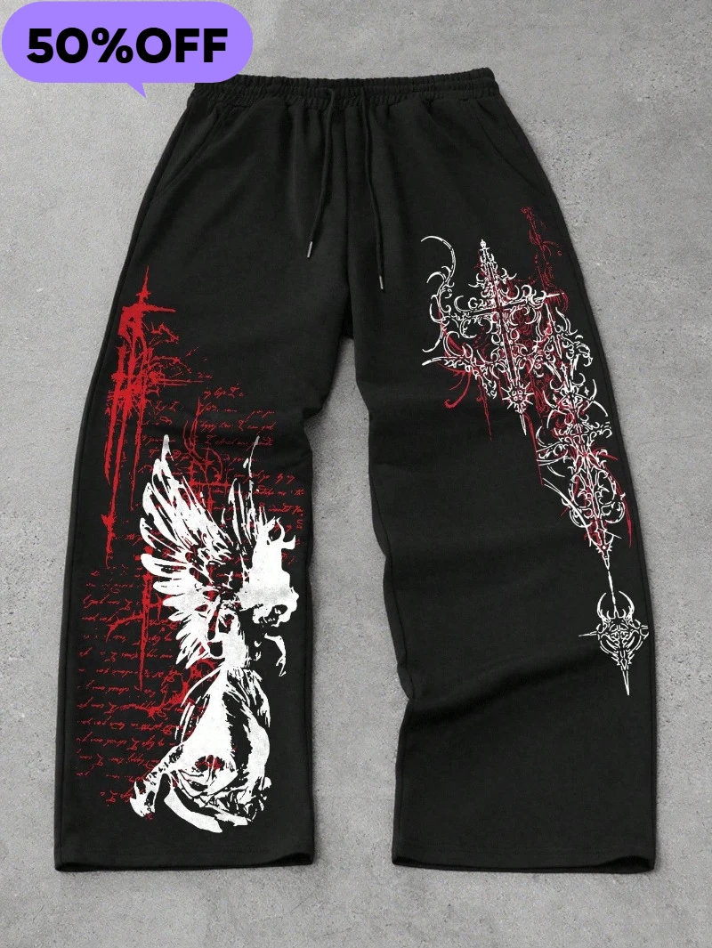 

Fitness Sports Sweatpants High Street Fashion Hip Hop Retro Stripe Casual Straight Wide Pants Men Harajuku Y2K Fashion Pants