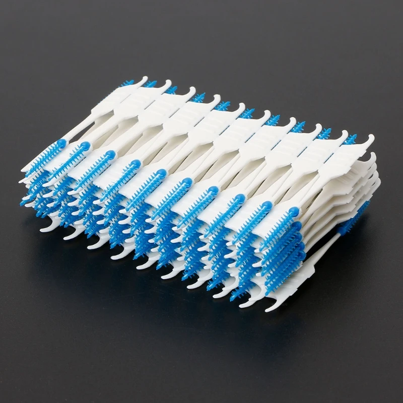 40pcs Double Floss Head Hygiene Dental Silicone Interdental Brush Toothpick