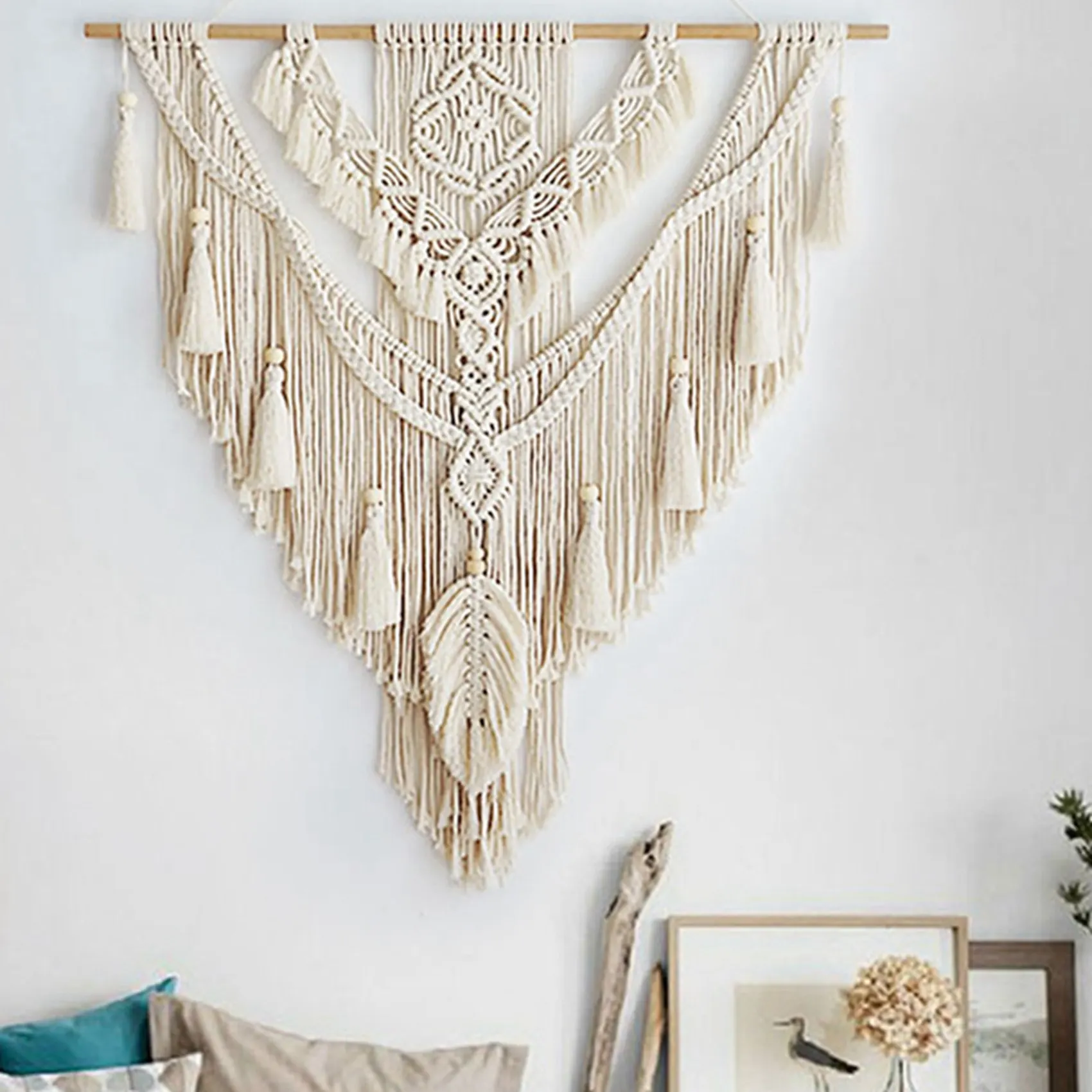AS94-2X Nordic Bohemian Macrame Wall Hanging Tapestry Hand-Wovening Tassel Home Wall Decor Large Tapestry