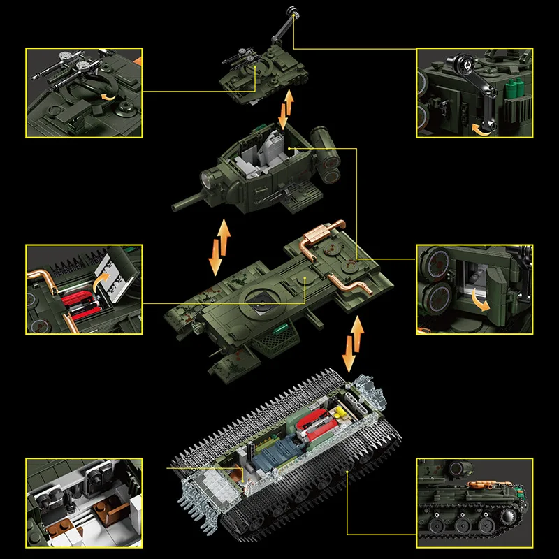 Tanque pesado militar WW2 KV2, leopardo alemán 2A8, tanque de batalla principal, bloques de construcción, armas técnicas del ejército, juguetes de ladrillos, regalo para niños