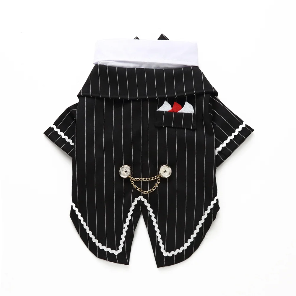 

Dog Formal Suit Stripes Size S Warm Stylish Puppy Clothing For Wedding Party Halloween Special Occasion Pet Apparel Dog