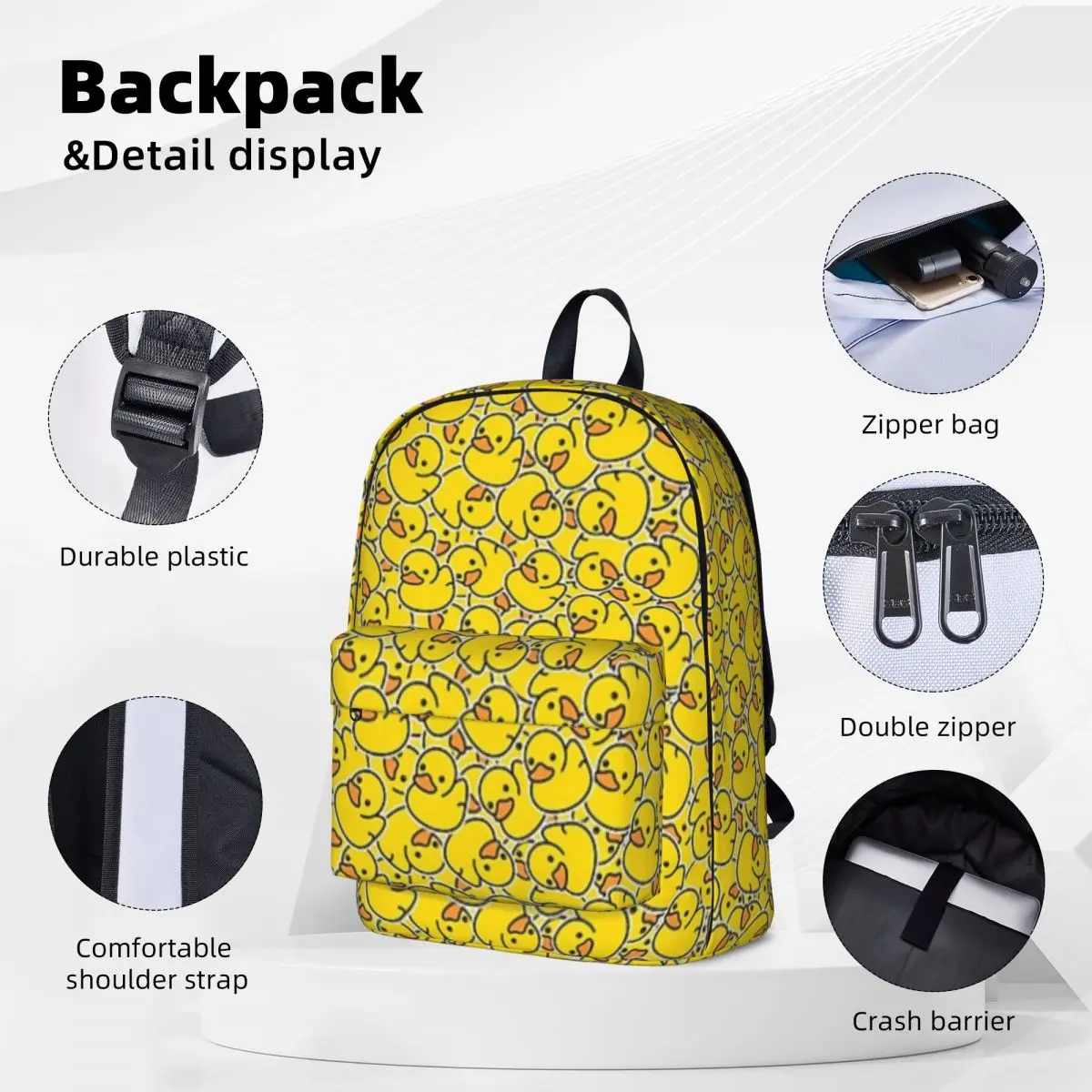 Yellow Duck Backpacks Large Capacity Student Book bag Shoulder Bag Laptop Rucksack Fashion Travel Rucksack Children School Bag