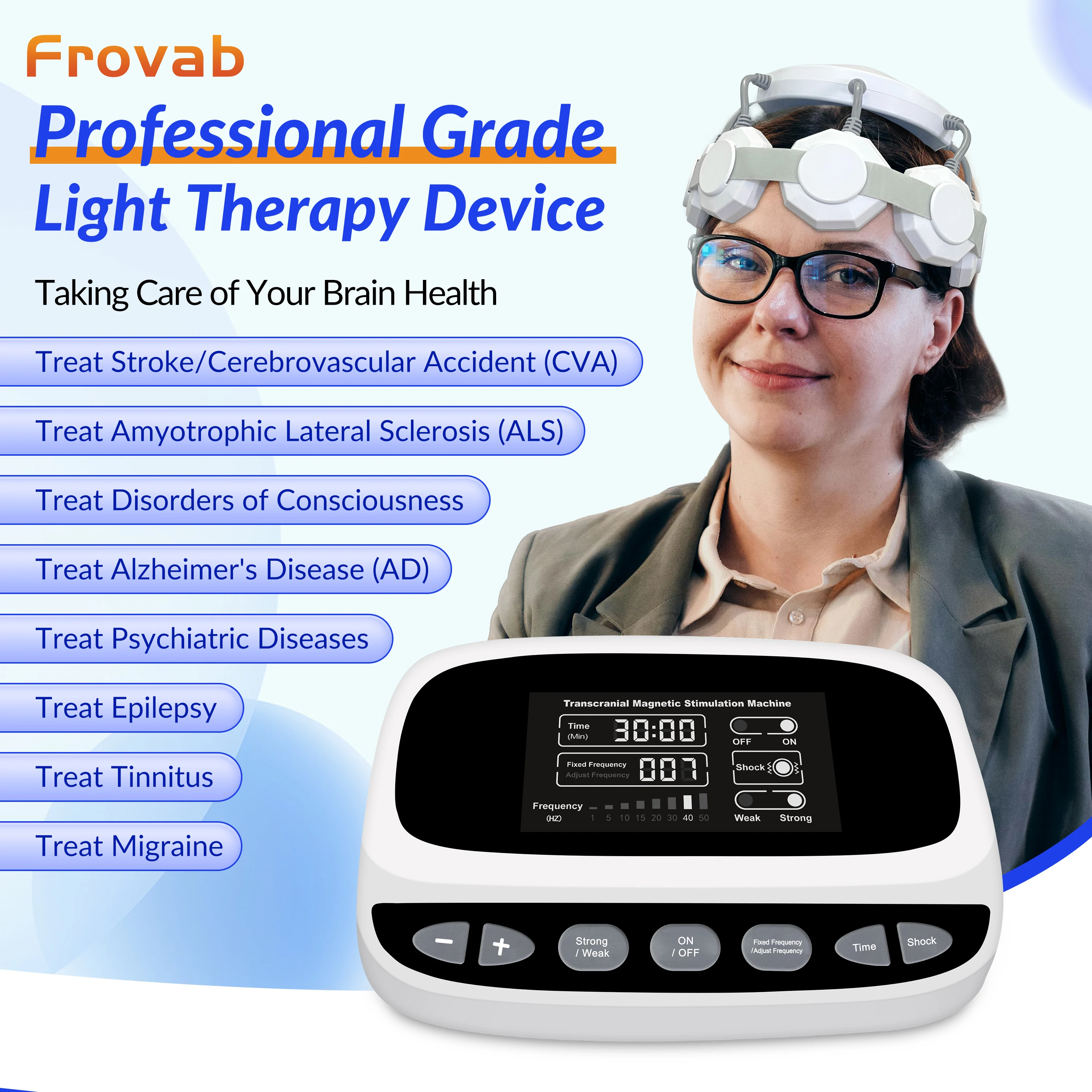 

Frovab Non-invasive RTMS Magnetic Brain Stimulator Equipment Home Use Device for PTSD Migraine Depression Insomnia Treatment