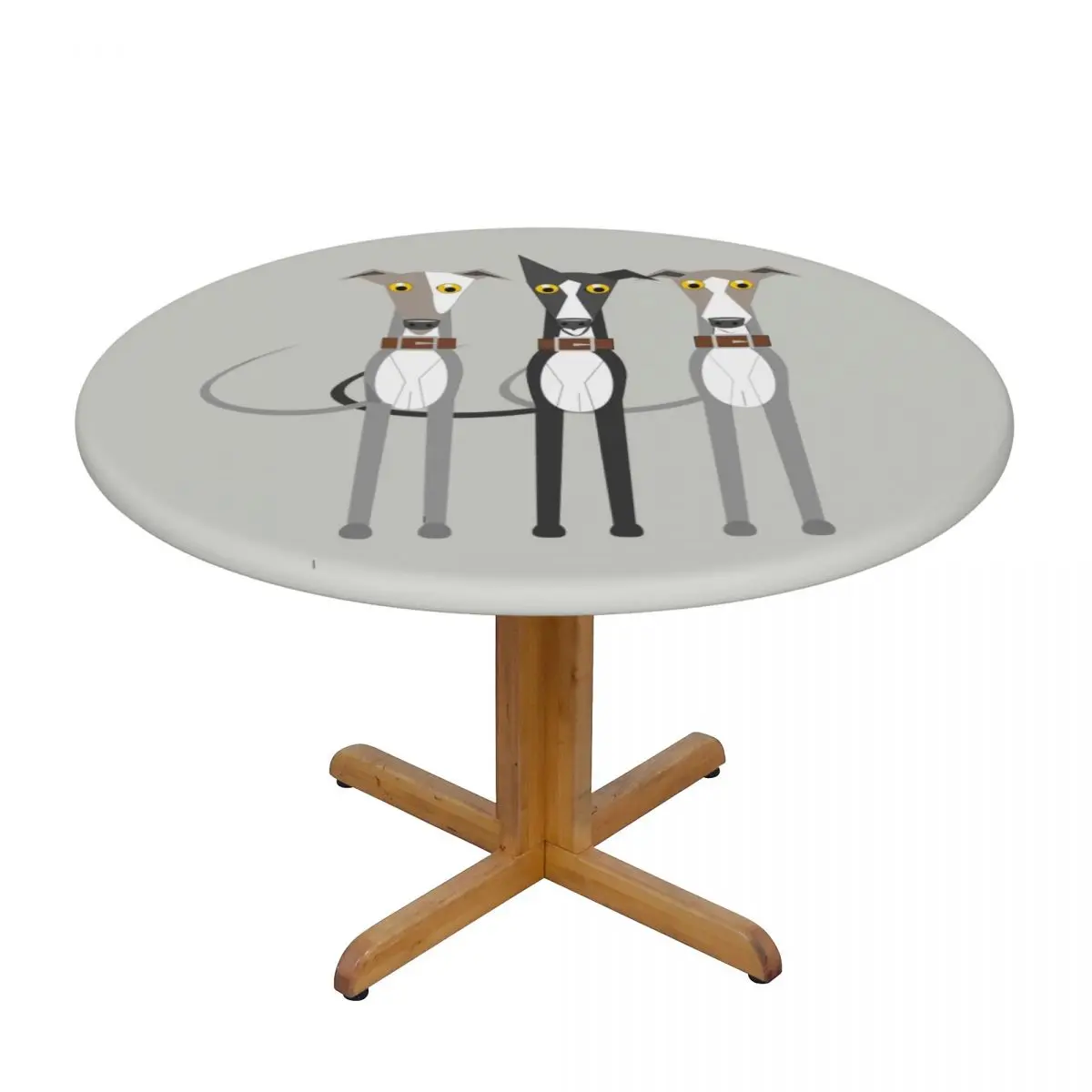 Round Oilproof Cute Greyhound Sighthound Dog Table Cover Fitted Whippet Puppy Table Cloth Backed Edge Tablecloth for Picnic