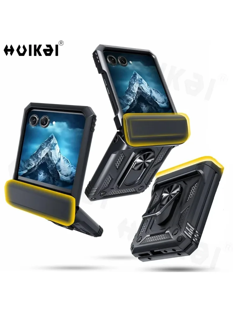 Etui do Samsung Galaxy Z Flip 8 5G i Z Flip 7, wojennej klasy, odporne na wstrząsy, wytrzymałe, ochronne, z magnetycznym pierścieniem i podstawką. — zdjęcie produktu 7