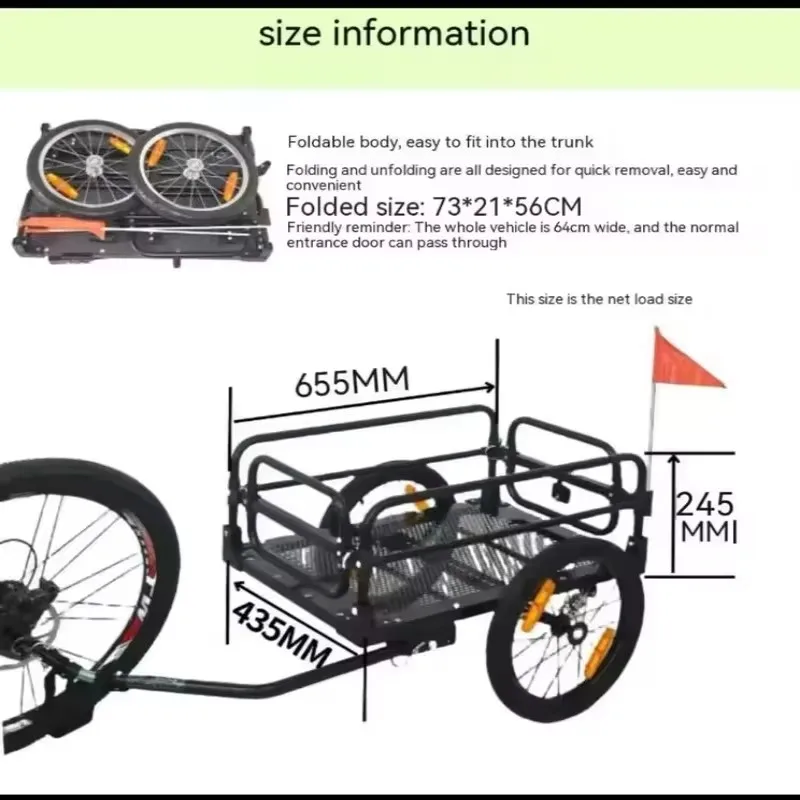 Cycling Bike Cargo Trailer: Rear-Mounted Luggage Hauler for Travel, Shock-Absorbing Bicycle Utility Trailer