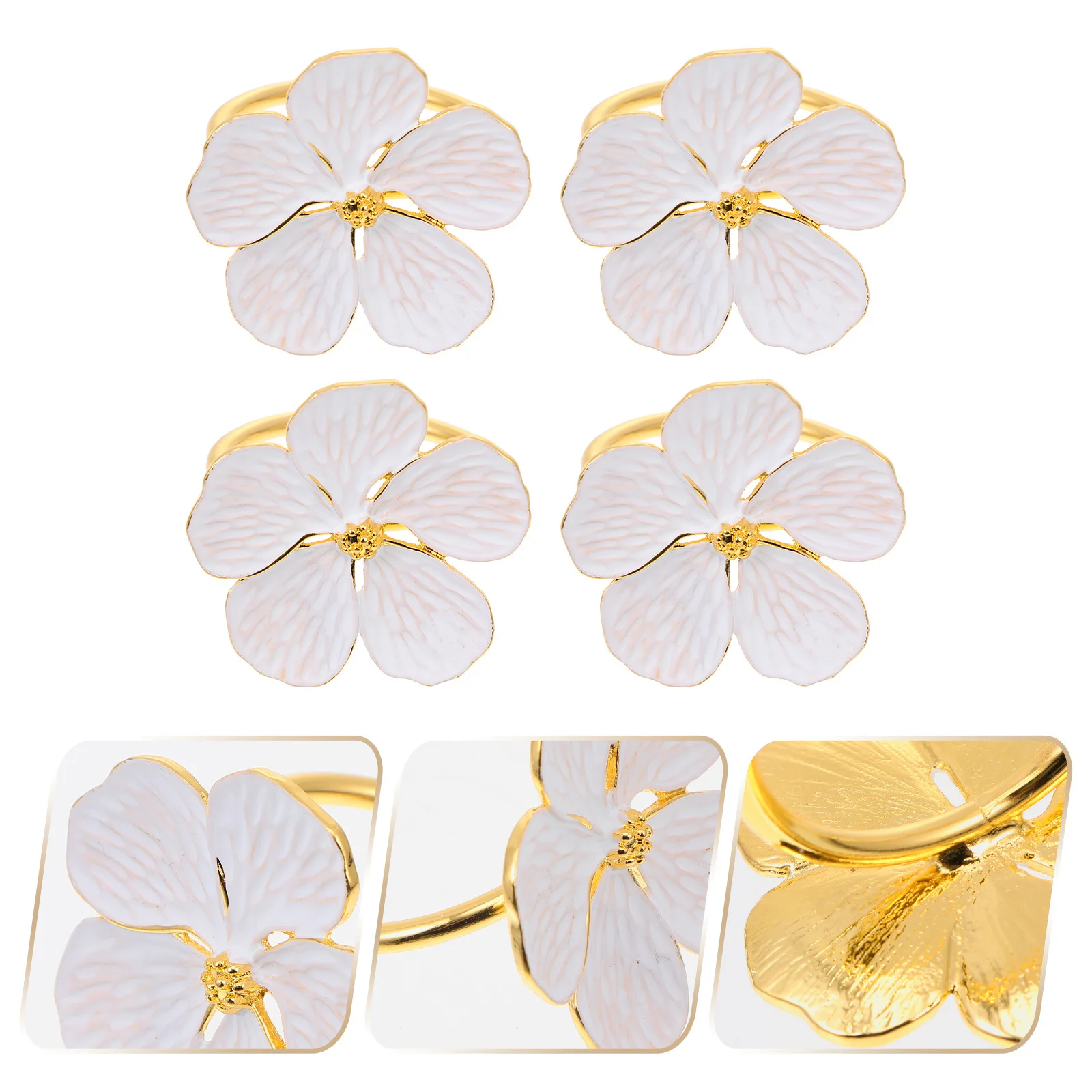 

4pcs Rose Design Napkin Rings Wedding Party Decoration Buckle Clips Family Banquet Festival Table Decor Home Restaurant Supplies