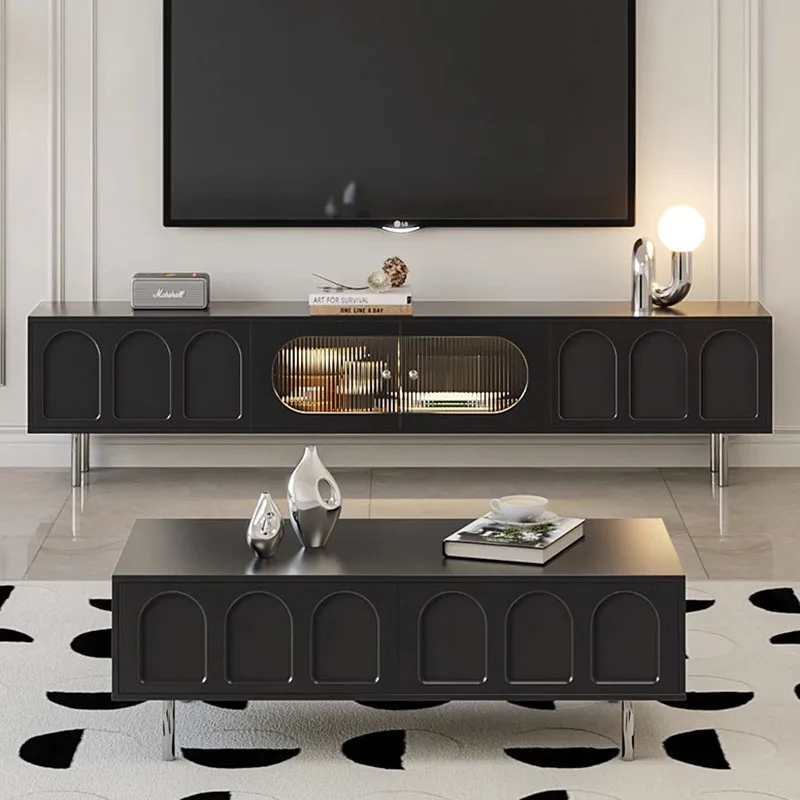 

Storage Luxury Living Room Cabinet French Drawers Black Large Tv Cabinet Space Saving Multifunctional Gabinete Hotel Furniture