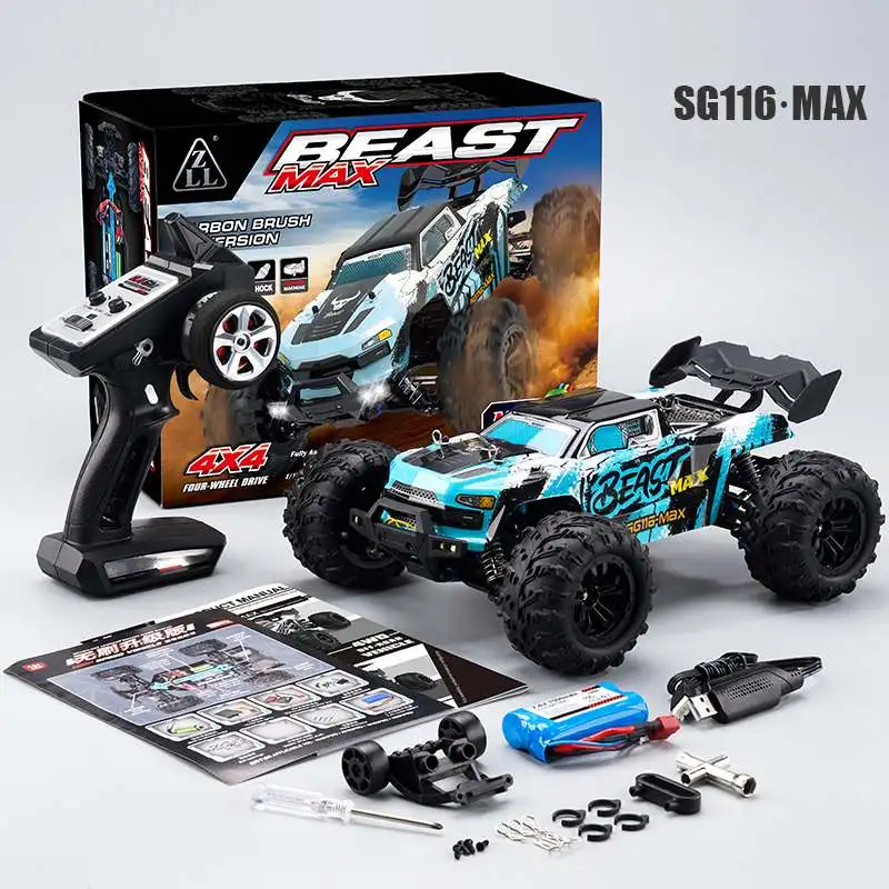 ZLL SG116 PRO/MAX 1/16 2.4G 4WD 80km/h RC Car LED Light Off-Road Climbing Truck High Speed Full Proportional Vehicles Model RTR