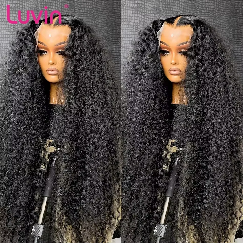 40 Inch Deep Wave 13x6 HD Transparent Lace Frontal Human Hair Wigs 250 Density Remy 13x4 Water Curly Front Wig For Women