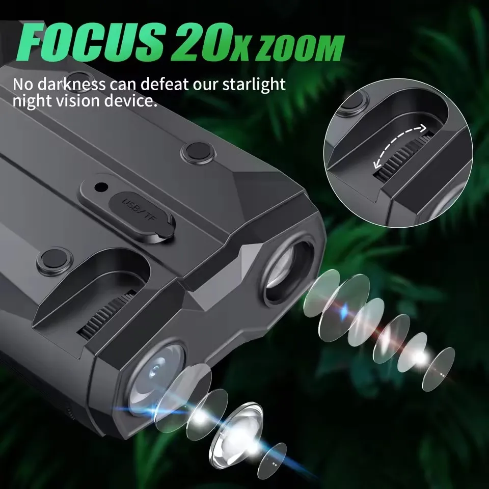 LK-300 20X التكبير الرقمي مناظير للرؤية الليلية بالأشعة تحت الحمراء مع شاشة 1080P HD 3 بوصة وبطارية قابلة للشحن للصيد