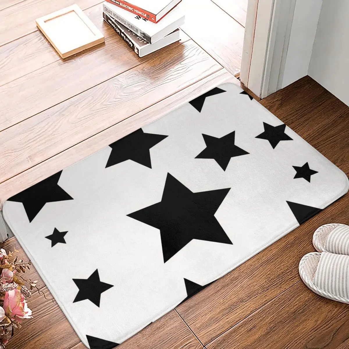 Star Kitchen Non-Slip Carpet Black And White Bedroom Mat Welcome Doormat Home Decor Rug