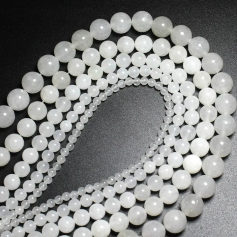 Wholesale Spacer Beads for Bracelet Making Nature Stone beads Round White Jade Bead Jewelry Handmade 4 8 10mm