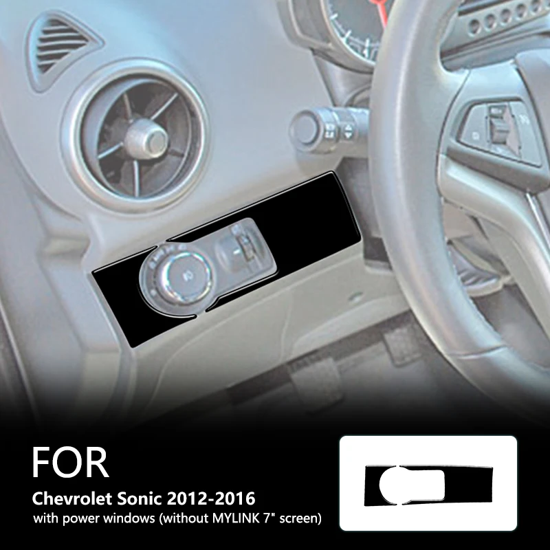 Para Chevrolet Sonic 2012-2016 Control de iluminación nuevo ABS negro brillante pegatina de protección accesorios interiores de coche