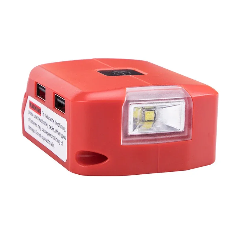 

Battery Adapter For Milwaukee 18V M&18 Battery Power Source with Dual USB 5V/2.1A DC Port 12V/2A LED Light For Heated Jacket