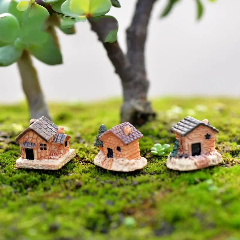 Micro Landscape Fairy Garden House Mini Craft Figurine Dollhouse Stone House Garden Ornament Miniature Home Decoration Resin