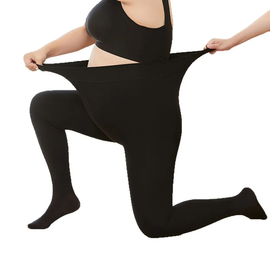 Bla Transparent Skin-Like Thiened Autumn Winter plus Size Leggings Inteated Long Sos High Waist Pants for plus Size W...