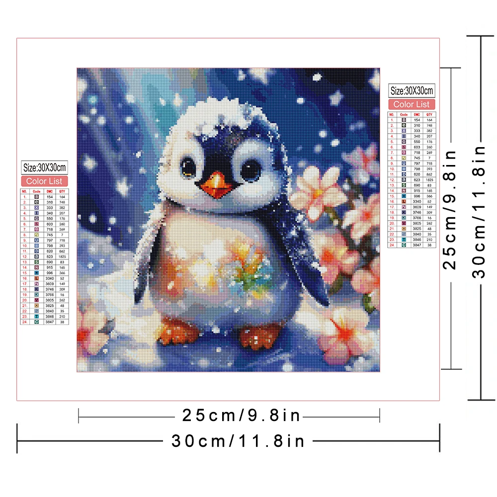 AZQSD 5D DIY Diamond Painting AB Drill Penguin Animal Cross Stitch Rhinestones Winter Snow Embroidery Full Square Home Decor