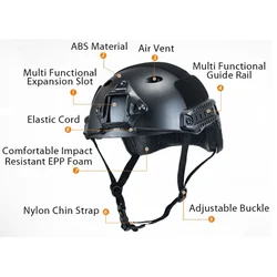 Casco táctico rápido negro Airsoft Paintball