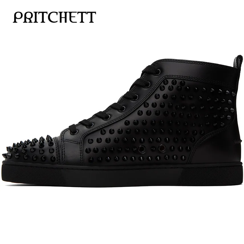 Black Rivet Business Casual Shoes, Round Toe Laces Simple and Comfortable Sports Shoes Large Size Personalized Men's Shoes