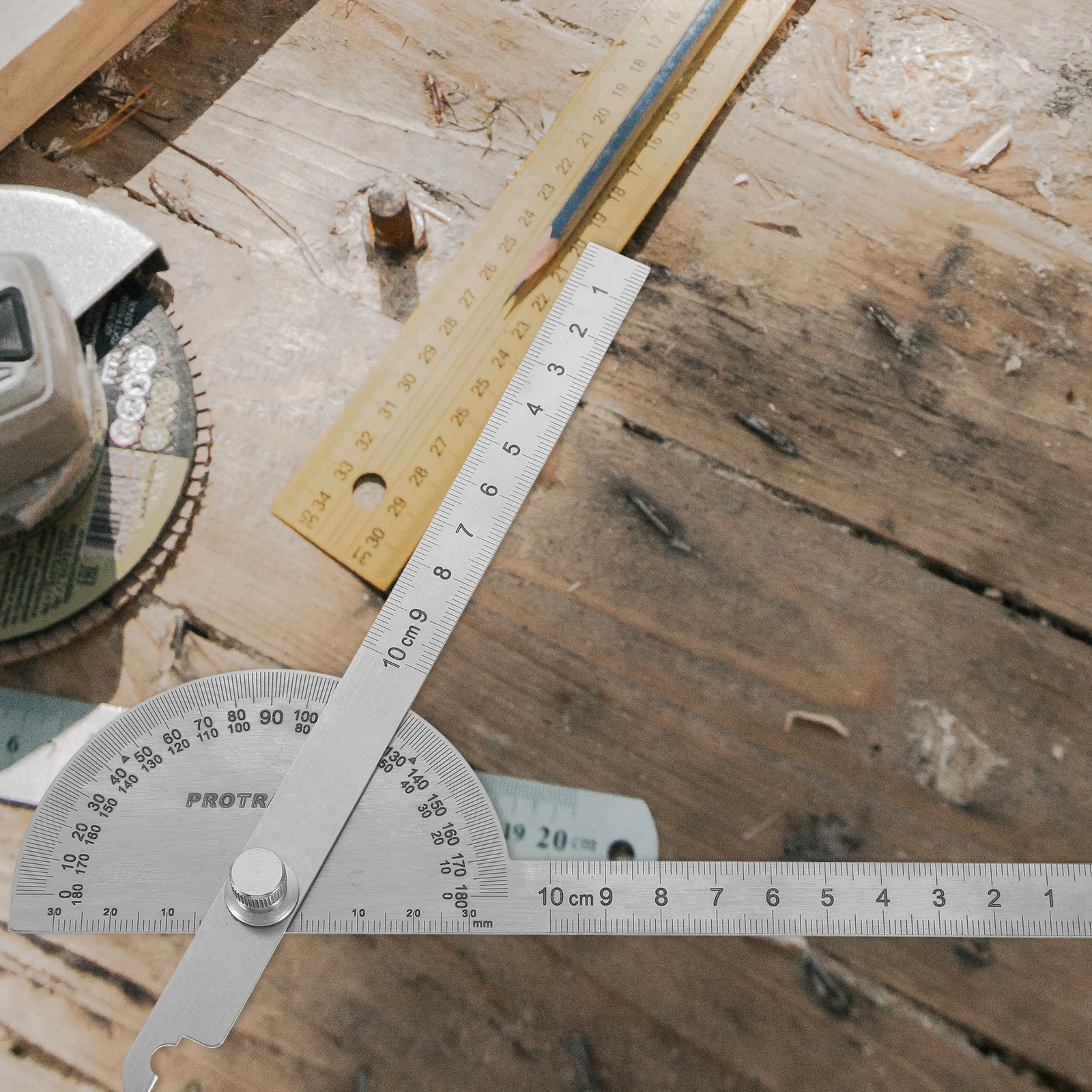 

Stainless Steel Swing Arm Protractor 19 7cm 90 100 Double Blade for Woodworking Construction Angle Metal Tools