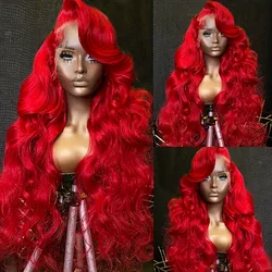 Charisma Red Body Wave Synthetic Lace Front Wig for Women Pre-Plucked 13x4 Transparent Lace Frontal Glueless Wigs Cosplay