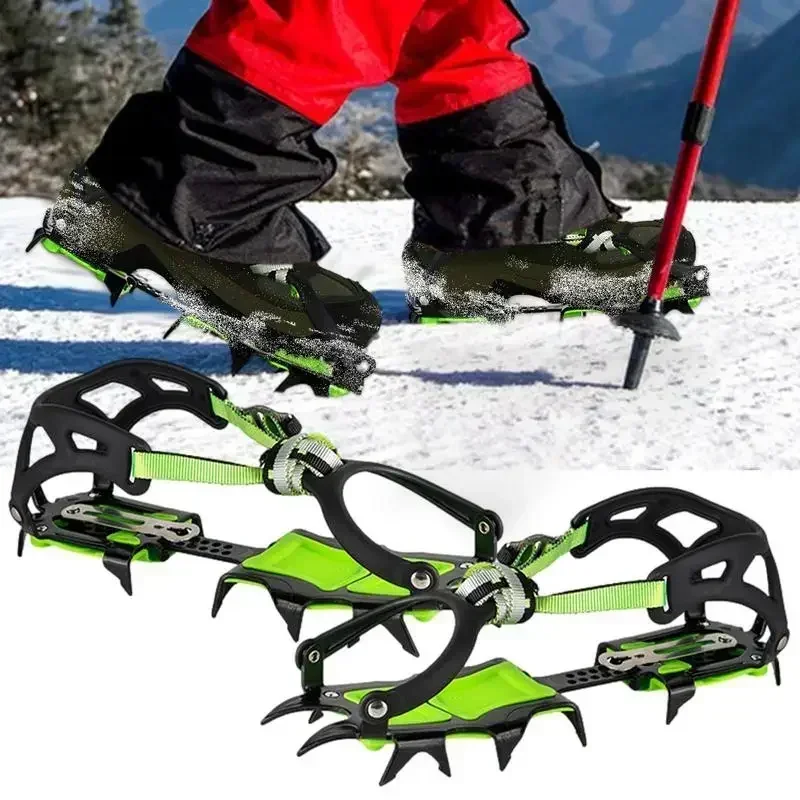 Climbing Crampons High-Density Manganese Steel Outdoor Ski Crampons 14 Teeth Ice Crampons For Outdoor Complex Environments