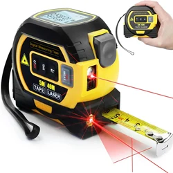 Backlight Distance Meter Building Measurement Device 3 in 1 Laser Rangefinder 5M Tape Measure Ruler LCD Display