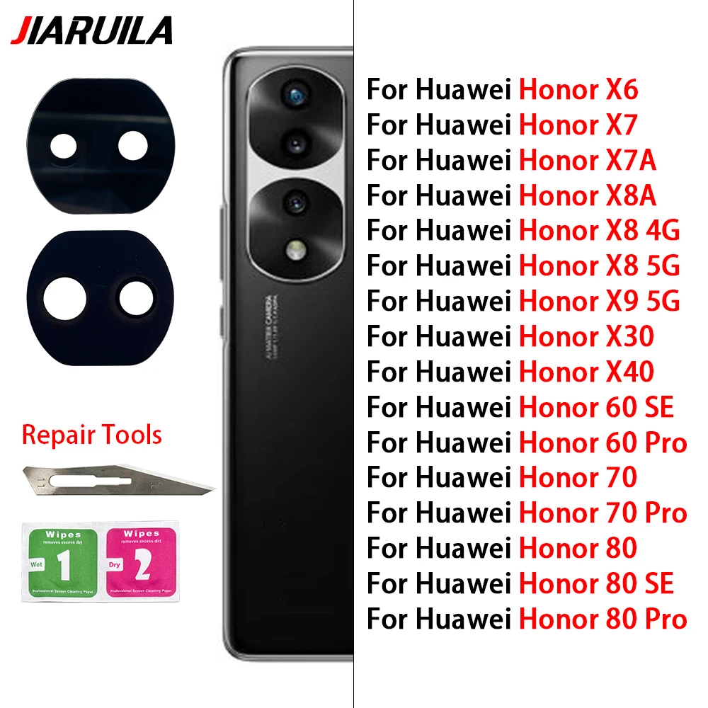 20Pcs，NEW Camera Glass Lens Back Rear Camera With Adhesive For Huawei Honor 60 70 Se 80 Pro X6 X7 X7A X8A X30 X40 X8 4G X9 5G 90