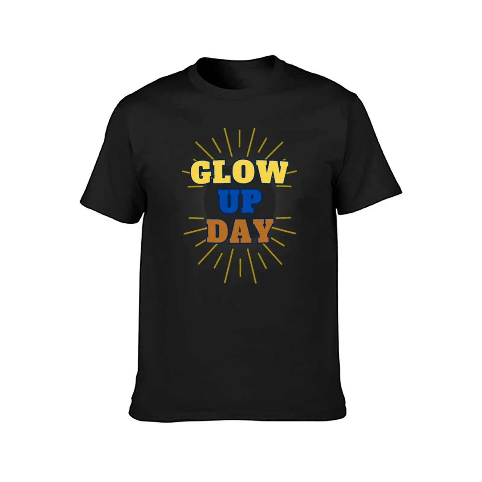 GLOW UP DAY - Yellow, Blue, Brown, with Sun Rays T-Shirt plus sizes blacks mens graphic t-shirts funny