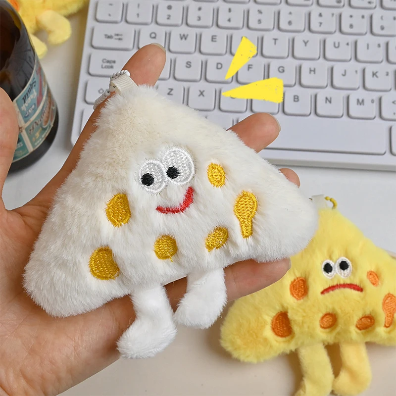 Cute Cheese Plush Pendant Keychain Creative Cartoon Bag Decoration Car Key Ring For Women Girl Birthday Gift