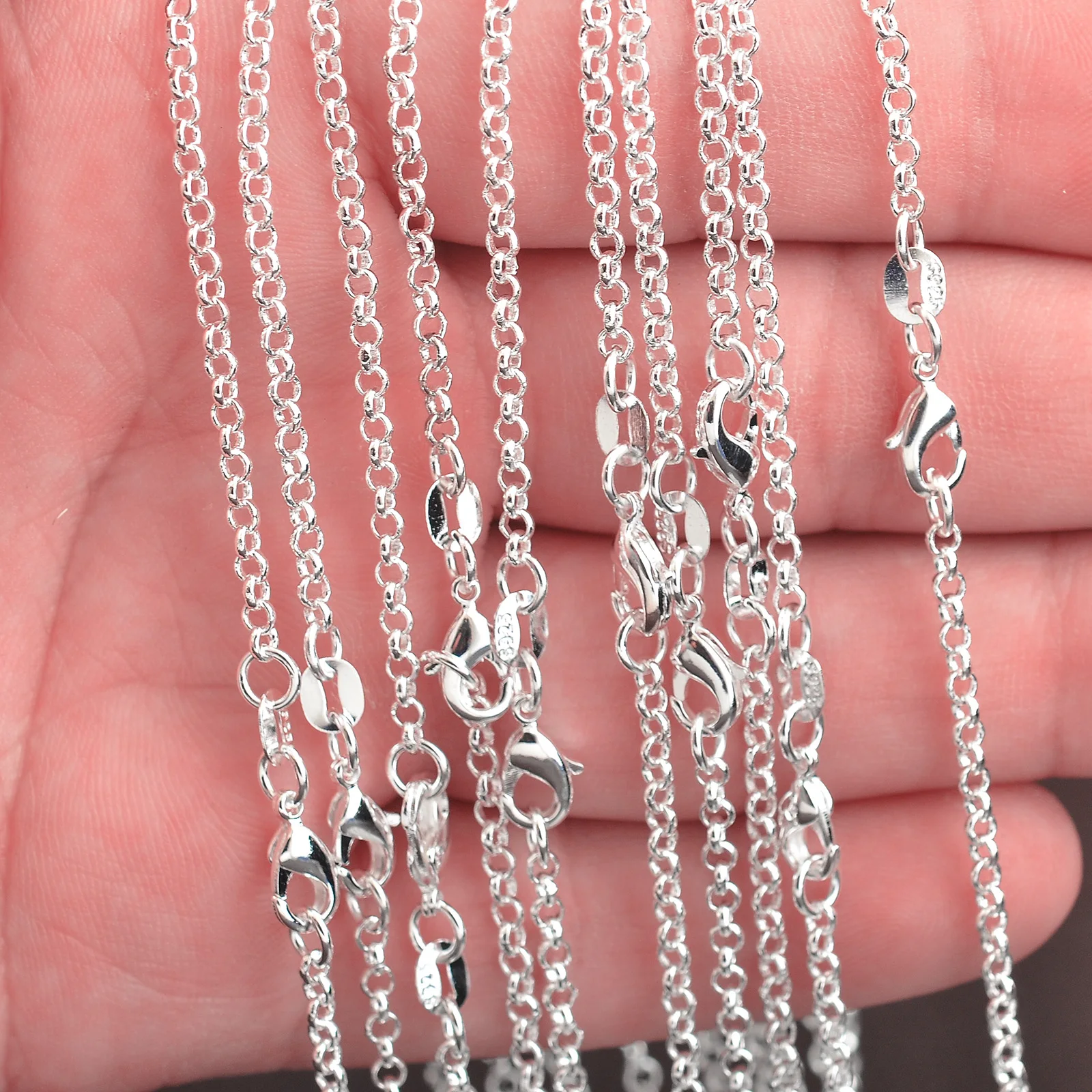 Hot Wholesale 925 Sterling Silver Necklace Chains With Lobster Clasps Set Fashion Cross Stylish Unisex Chains Jewelry