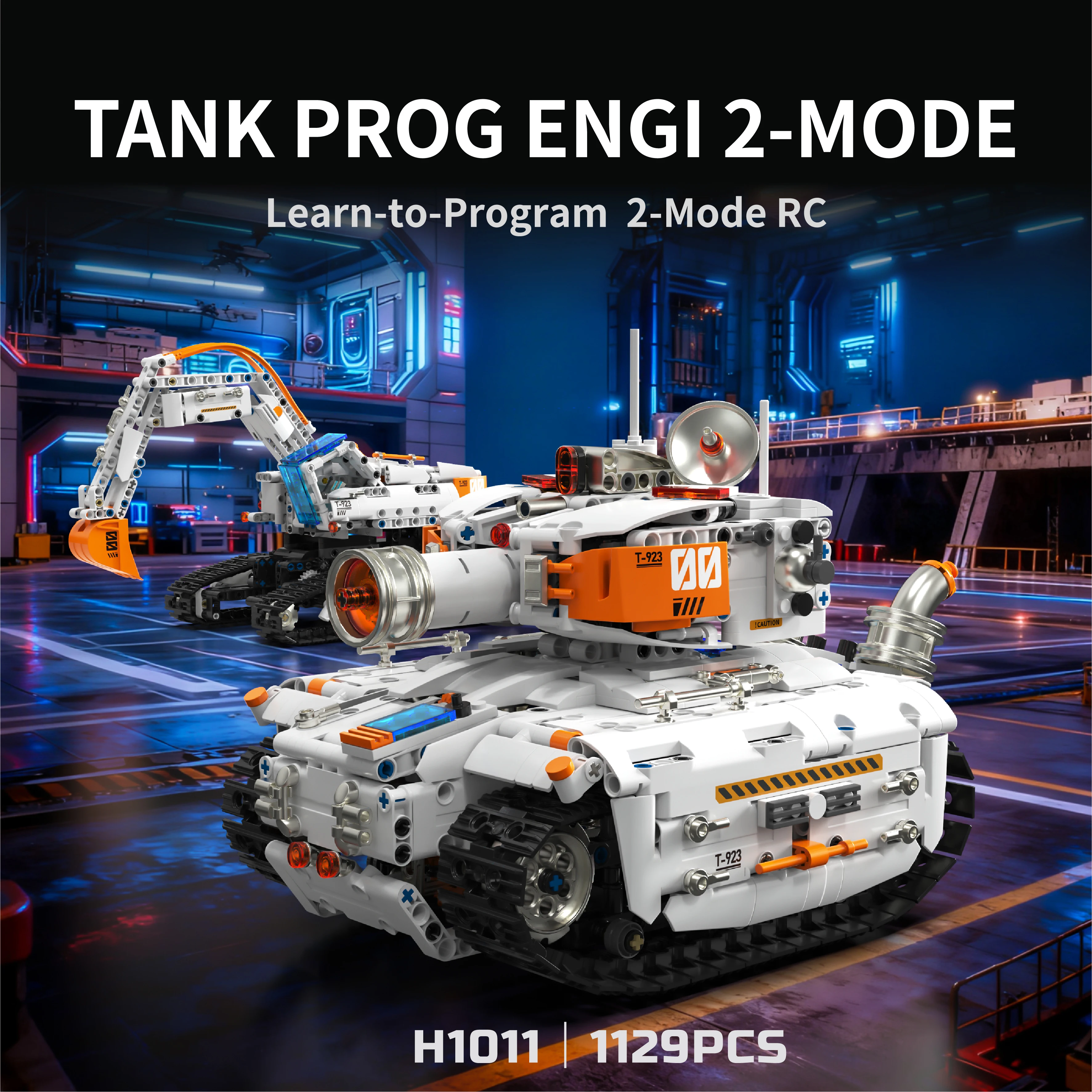 1129 PCS Remote Control Dual-Transformation Tank Excavator Building Blocks Model Assembly Toy Ornament Kids Birthday Toy Gift