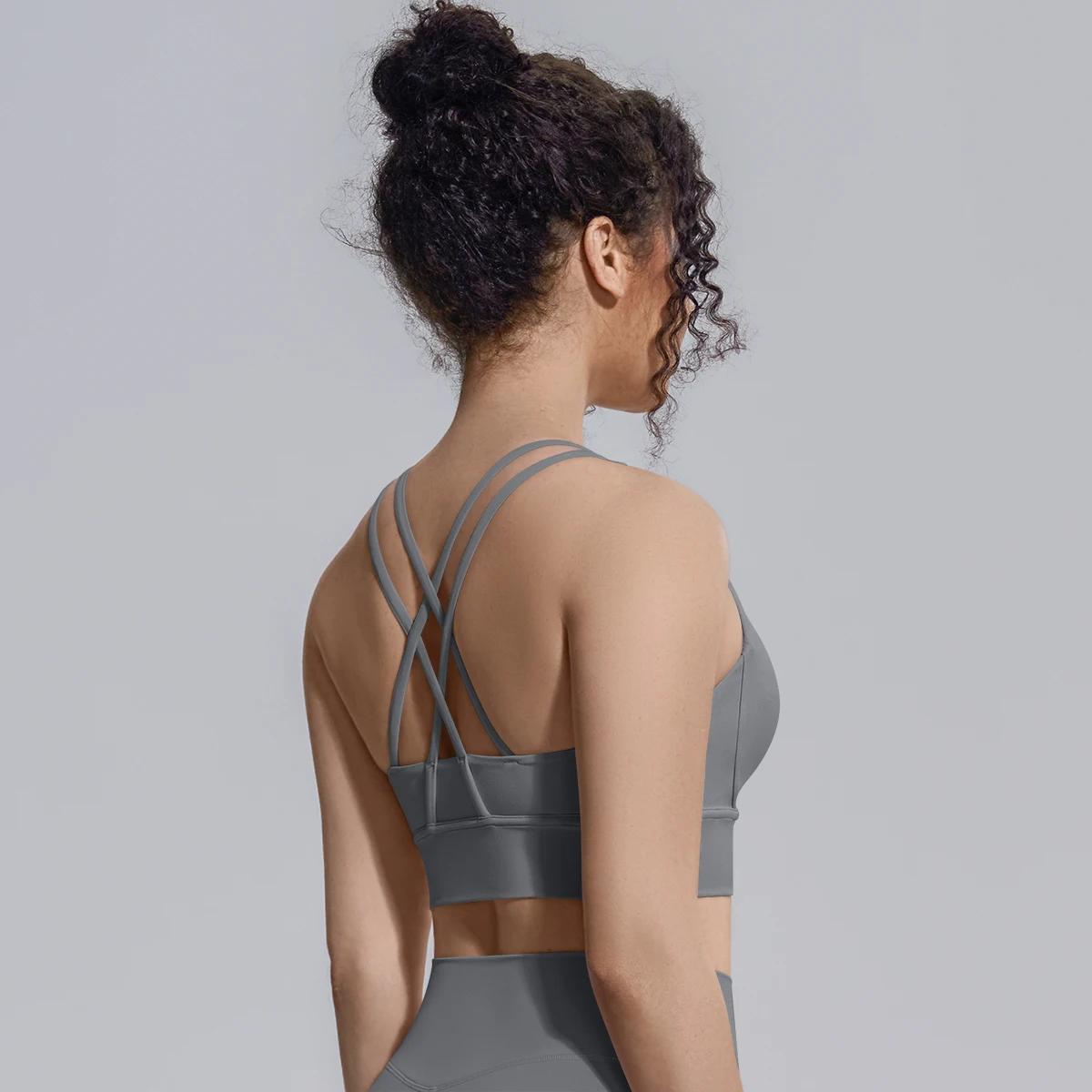 Damen Einfarbiger Schöner Rückenfreier Yoga-BH Yoga-Unterwäsche mit Brustpolster Sommer Fitness Sport Stoßfester Workout-Top Sexy BH – Detail 29
