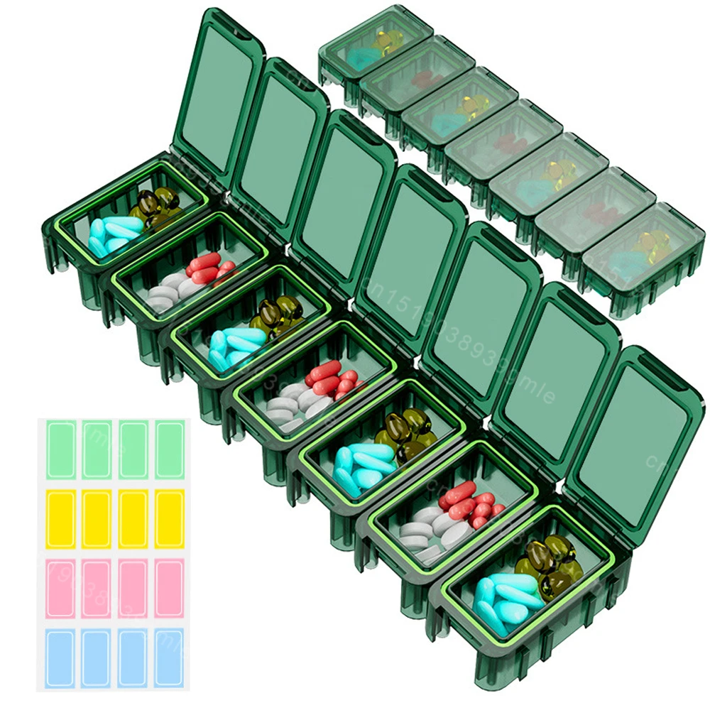 Portable Travel Pill Cases Box 7 Days Organizer 7 Grids Pills Container Storage Tablets Medicine Fish Oils Organizer for Vitamin