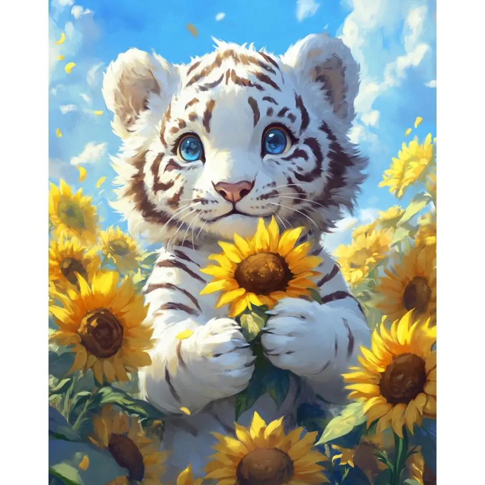 RUOPOTY White Tiger Diamond Painting Kits Handiwork Art Diy Adult Crafts Kits Animal Full Round Crafts Gift Original Gifts