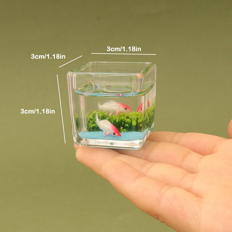 Dollhouse Miniature Fish Tank Ornamento, Decoração do aquário, Micro Bonecas Paisagem, House Scene Decor, 1:12