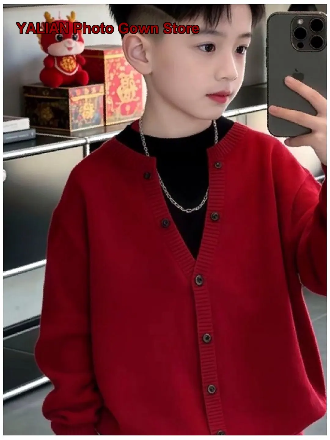 Boys Girls Fake Two-Piece Cardigan Stylish Cool Outfit for Winter Festive Occasions Little Kids
