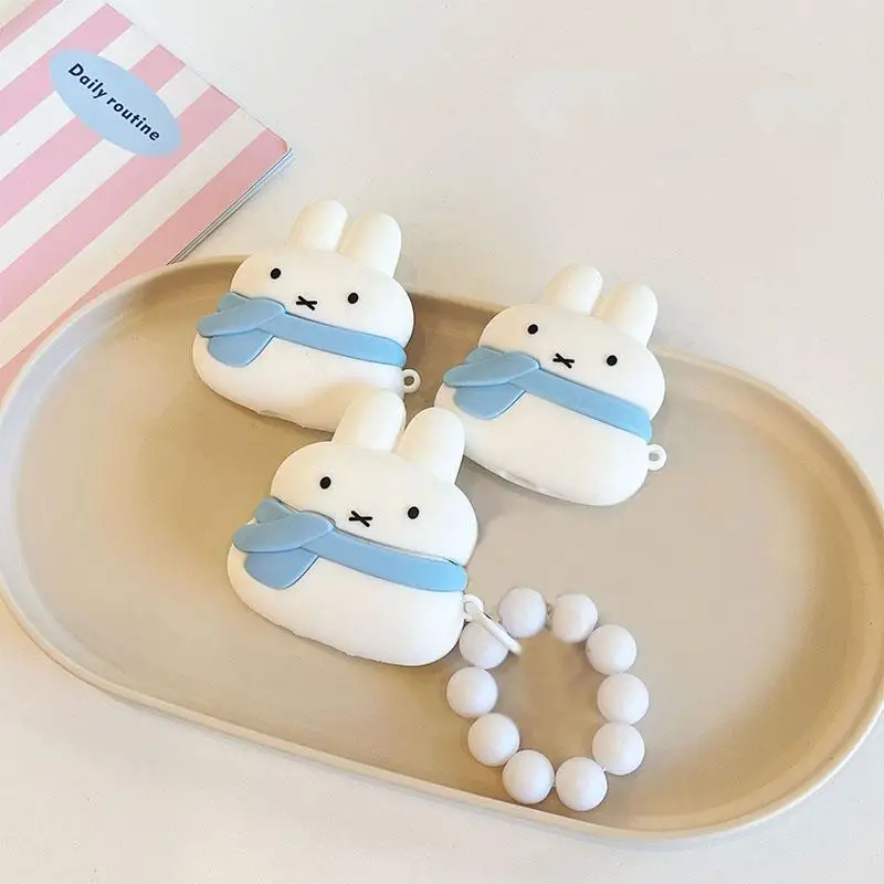 Miffy Iphone Bluetooth наушники защитный чехол Kawaii мультяшный шарф Miffy Rabbit Iphone Airpods 4, силиконовый защитный чехол
