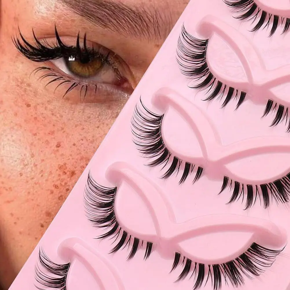 Pestañas postizas calientes, pestañas de gato esponjosas, pestañas de visón 3D, banda delgada, pestañas ligeras, postizas, invisibles, volumen reutilizable, naturales O3C7