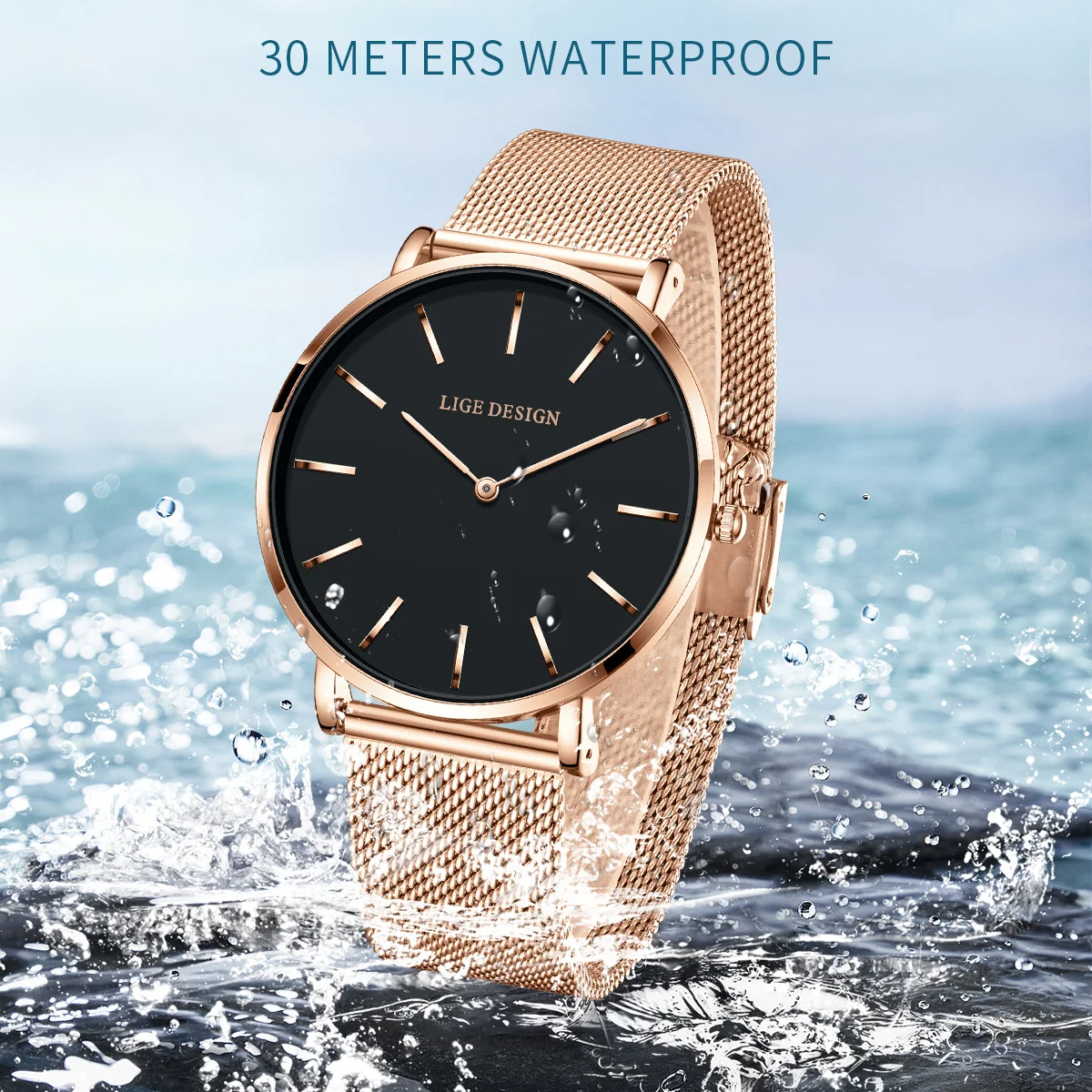 LIGE Elegant Ladies Watch Fashion Simple Business 30M Waterproof Women Watches Luxury Classic Stainless Steel Quartz Wristwatch