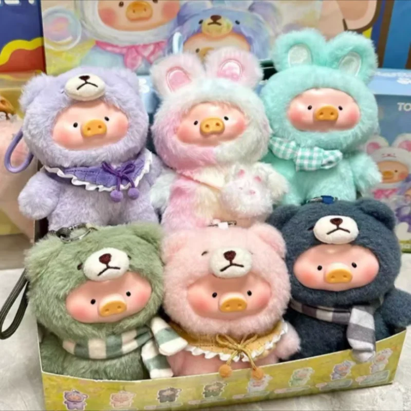 

Подлинная консервированная свинья Lulu V2 Happy Times Piggy и V1 ретро-медведь, магазин игрушек, серия слепая коробка, виниловый плюшевый рюкзак, подвески, подарок для девочки