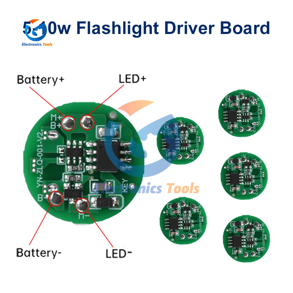 5PCS Flashlight Driver Board DIY Circuit Board Type-C Charging Port 5-10W Integrated Charging Discharging Module 3-4.2V Input